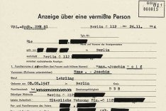 Hans-Joachim Wolf: Vermisstenanzeige der Eltern von Hans-Joachim Wolf bei der Ost-Berliner Volkspolizei, 26. November 1964
