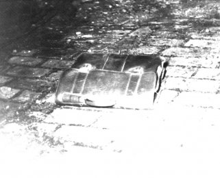 Unidentified fugitive, drowned in the Berlin border waters: East German border troop photo of the brief case that was left behind [Jan. 19, 1965]