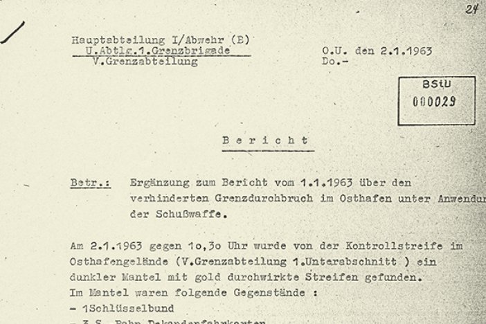 MfS-Bericht über den Fluchtversuch von Hans Räwel, 2. Januar 1963 MfS-Bericht über den Fluchtversuch von Hans Räwel, 2. Januar 1963