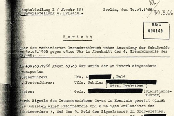MfS-Bericht über den Fluchtversuch von Eberhard Schulz, 30. März 1966 MfS-Bericht über den Fluchtversuch von Eberhard Schulz, 30. März 1966