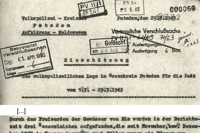 Horst Plischke: Bericht der Potsdamer Volkspolizei, 29. März 1963 Horst Plischke: Bericht der Potsdamer Volkspolizei, 29. März 1963