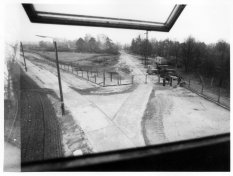 Helmut Kliem, shot dead at the Berlin Wall: View from the watchtower to the border grounds and access road [Nov. 13, 1970]