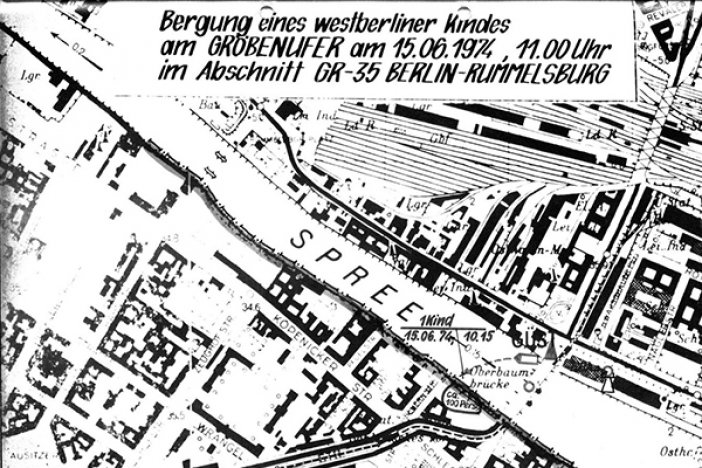 Giuseppe Savoca: Skizze der DDR-Grenztruppen vom Unfallort, 15. Juni 1974 Giuseppe Savoca: Skizze der DDR-Grenztruppen vom Unfallort, 15. Juni 1974