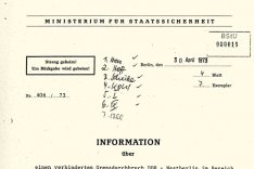 MfS-Information an Erich Honecker über den Fluchtversuch und die Erschießung von Manfred Gertzki, 30. April 1973