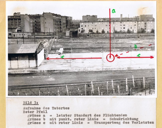 Dieter Brandes: Foto der West-Berliner Polizei vom Tatort, 9. Juni 1965 Dieter Brandes: Foto der West-Berliner Polizei vom Tatort, 9. Juni 1965
