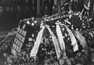 Yuri Andropov’s coffin in the columned hall of the House of the Unions, Moscow, 12 February 1984