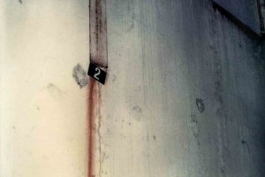 Lothar Fritz Freie, shot at the Berlin Wall and died from his injuries: MfS photo of chipped concrete on the Wall