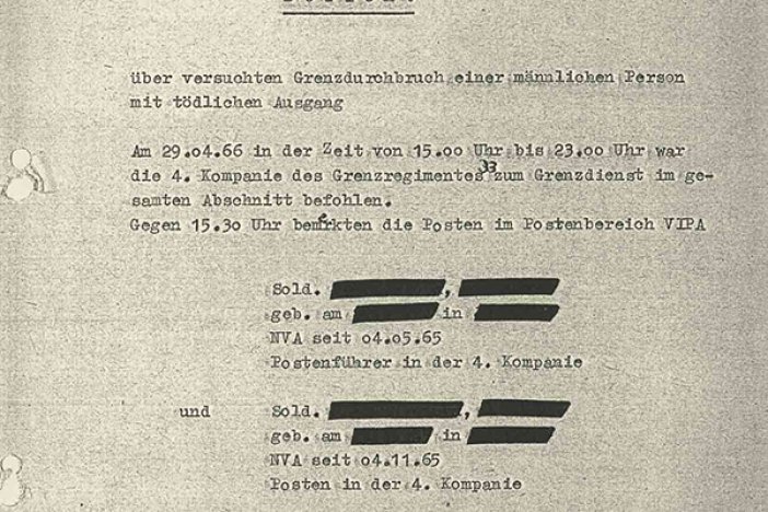 MfS-Bericht über die Erschießung von Paul Stretz im Berliner Grenzgewässer, 29. April 1966 MfS-Bericht über die Erschießung von Paul Stretz im Berliner Grenzgewässer, 29. April 1966