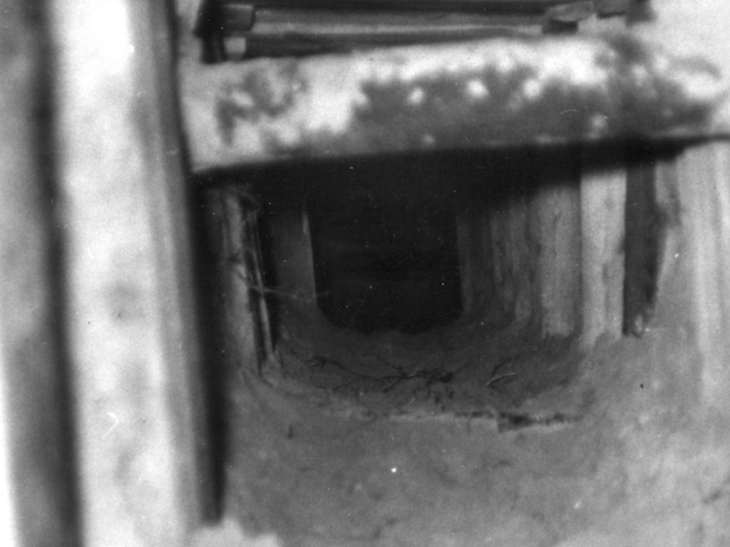 Der Blick geht in den dunklen Tunnelschacht.