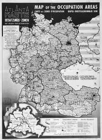 Karte der Besatzungszonen in Berlin, Deutschland und Österreich; Frankfurt (Main) 1945