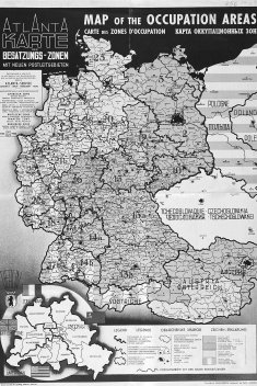Karte der Besatzungszonen in Berlin, Deutschland und Österreich; Frankfurt (Main) 1945