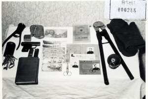Dieter Wohlfahrt, shot dead at the Berlin Wall: MfS photo of objects allegedly found on Dieter Wohlfahrt [Dec. 9, 1961]
