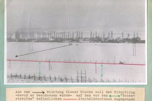 Dieter Berger, shot dead at the Berlin Wall: West Berlin police crime site photo of the path to approach to border [Dec. 13, 1963]