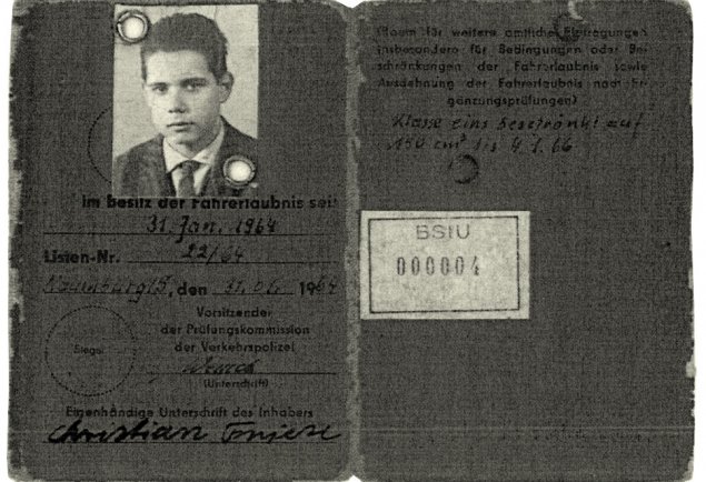 Christian Peter Friese, shot dead at the Berlin Wall: Driver’s license, Jan. 31, 1964