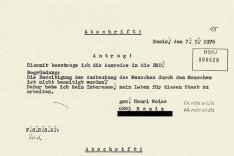 Henri Weise: Ausreiseantrag (Abschrift), 7. Mai 1976