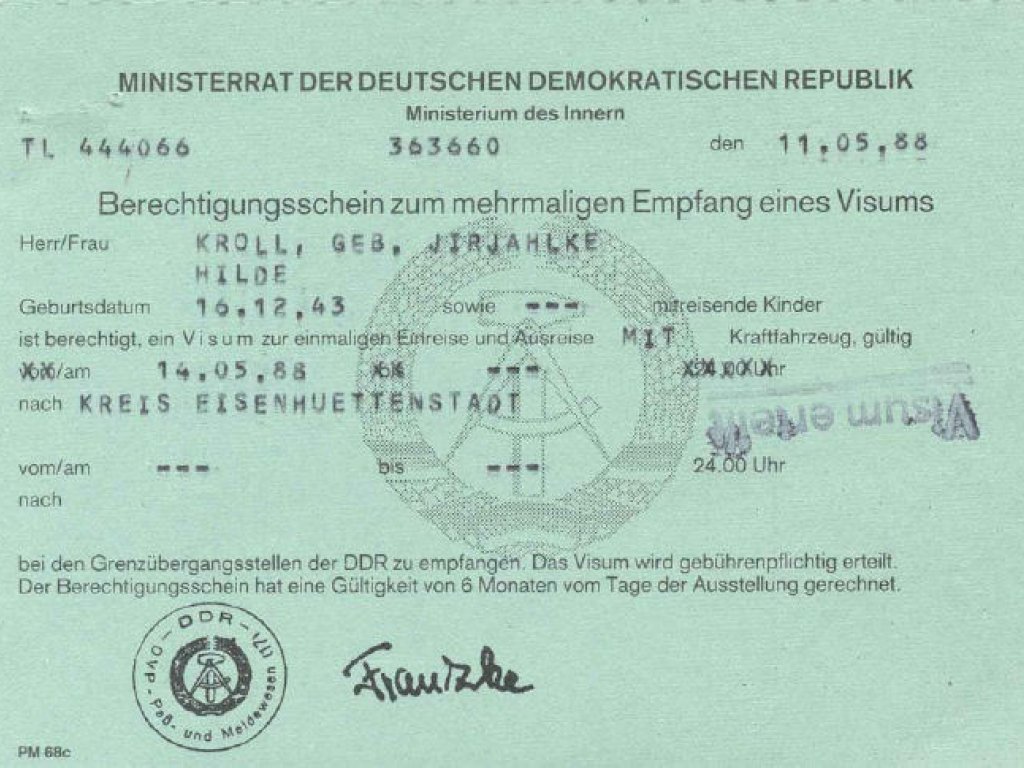 Bildergalerie: Mehrfachberechtigungsschein für Einreisen von West ...