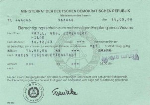 Mehrfachberechtigungsschein für Einreisen von West-Berlinern in die DDR mit einer Gültigkeit von 48 Stunden, 11. Mai 1988
