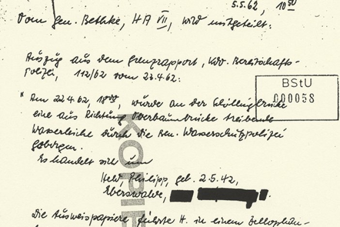 Philipp Held: MfS-Aktennotiz, 5. Mai 1962 Philipp Held: MfS-Aktennotiz, 5. Mai 1962