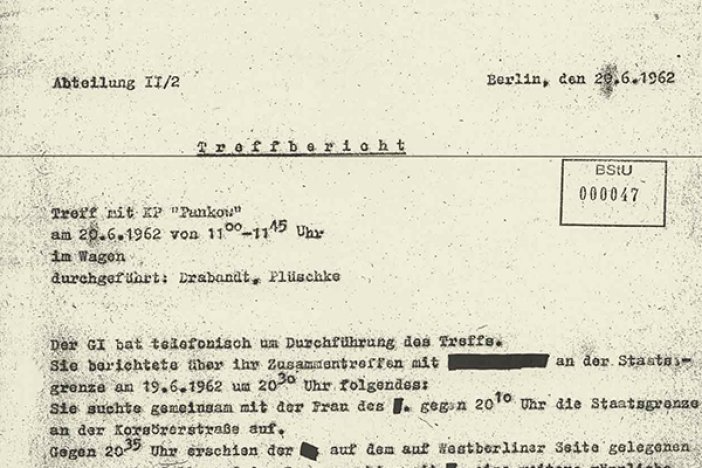 Siegfried Noffke: MfS-Treffbericht über die Bespitzelung der Tunnelbauer, 20. Juni 1962 Siegfried Noffke: MfS-Treffbericht über die Bespitzelung der Tunnelbauer, 20. Juni 1962