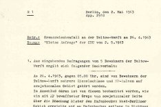 Peter Mädler: Vermerk der West-Berliner Polizei zu einer kleinen Anfrage der CDU im Abgeordnetenhaus, 2. Mai 1963