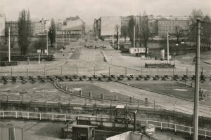 Luftbildaufnahme der Grenzanlagen am Potsdamer Platz in Richtung Leipziger Platz