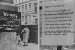 Mauer und Todesstreifen mitten durch eine Straße: Die Sebastianstraße in Berlin-Kreuzberg