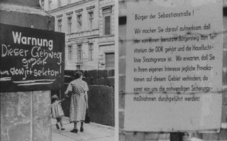 Mauer und Todesstreifen mitten durch eine Straße: Die Sebastianstraße in Berlin-Kreuzberg