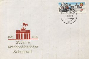 First-day cover "25th anniversary of the anti-fascist protective wall"