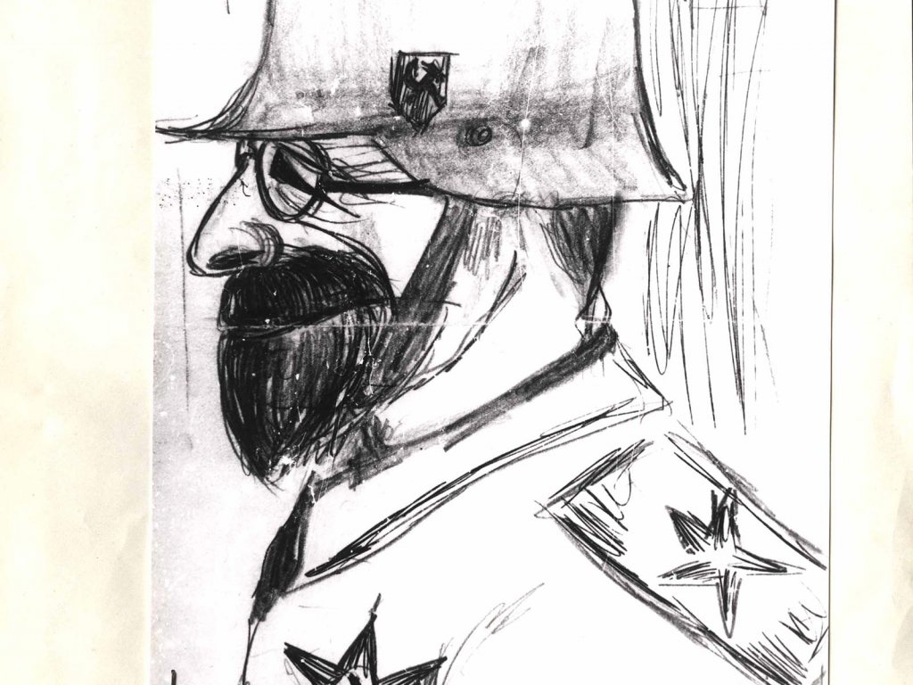 Volker Frommann, fatally injured at the Berlin Wall: caricature of Walter Ulbricht drawn by Volker Frommann and confiscated by the Stasi (drawing: ca. 1960)