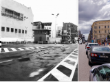 Grenzübergang Friedrich-/Zimmerstraße („Checkpoint Charlie“), Blickrichtung von ehem. Ost- nach West-Berlin