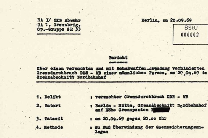 MfS-Bericht über den Fluchtversuch von Leo Lis, 20. September 1969  MfS-Bericht über den Fluchtversuch von Leo Lis, 20. September 1969