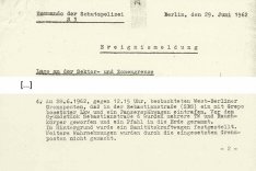 Siegfried Noffke: Ereignismeldung der West-Berliner Polizei, 29. Juni 1962