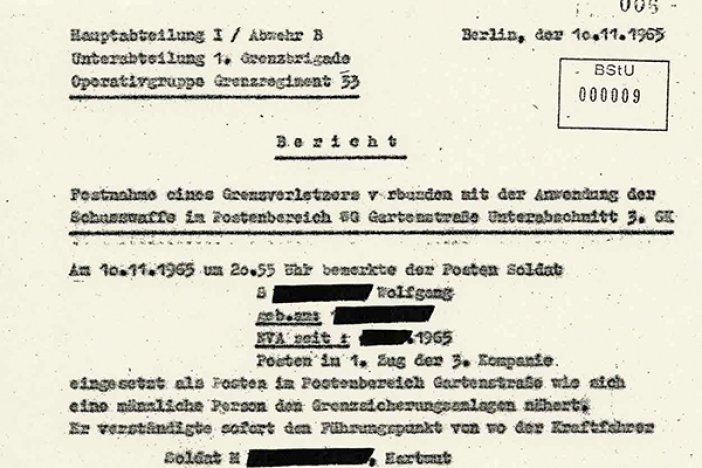 MfS-Bericht über den Fluchtversuch von Heinz Cyrus, 10. November 1965 MfS-Bericht über den Fluchtversuch von Heinz Cyrus, 10. November 1965