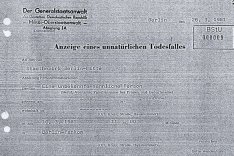 Dr. Johannes Muschol: Von der DDR-Generalstaatsanwaltschaft auf „Unbekannt" gefälschte Todesfall-Anzeige, 26. März 1981