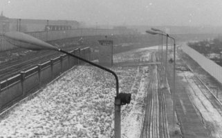 Blick von der Bösebrücke (Bornholmer Straße), Richtung Norden, Aufnahme 1980er Jahre