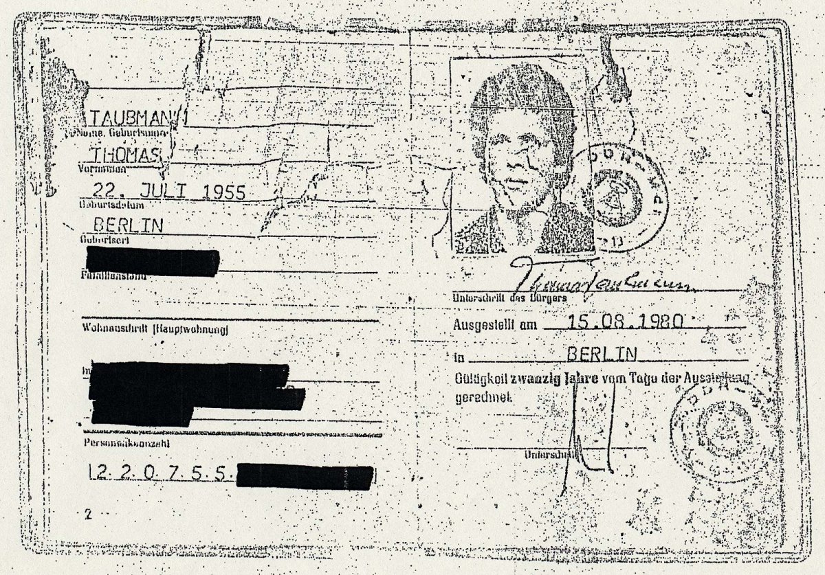 Thomas Taubmann, tödlich verunglückt an der Berliner Mauer: Personalausweis Thomas Taubmann, tödlich verunglückt an der Berliner Mauer: Personalausweis