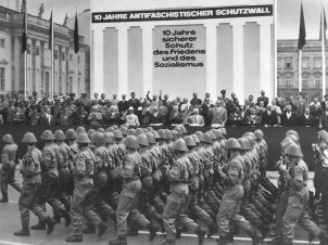 Tenth anniversary of the construction of the Wall – parade by the Combat Groups in East Berlin (1971)