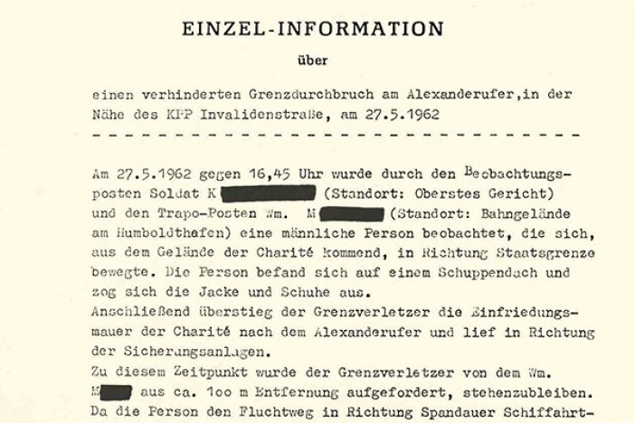MfS-Information über den Fluchtversuch von Lutz Haberlandt, 28. Mai 1962 MfS-Information über den Fluchtversuch von Lutz Haberlandt, 28. Mai 1962