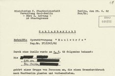 Siegfried Noffke: MfS-Bericht über den Tunnelbau in der Sebastianstraße, 28. Juni 1962