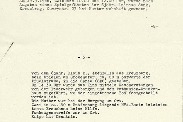 Andreas Senk: Ereignismeldung der West-Berliner Polizei, 14. September 1966 Andreas Senk: Ereignismeldung der West-Berliner Polizei, 14. September 1966