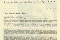 Offener Brief der Fluchthelfer an die Mutter von Egon Schultz, Dezember 1964