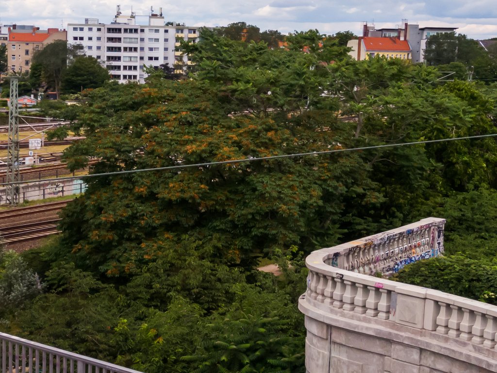 Blick von der Bösebrücke auf den S-Bahnhof Bornholmer Straße