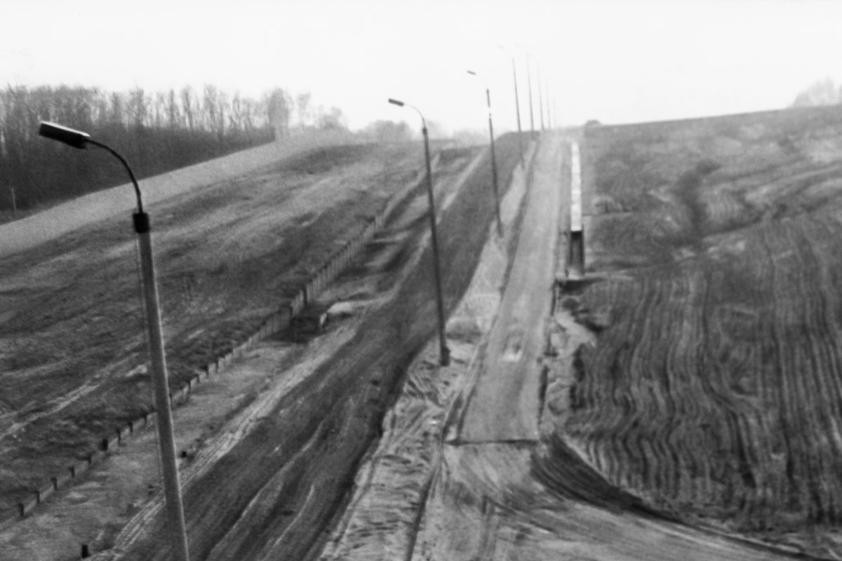 Grenzübergang Staaken/Heerstraße, Blick von der Heerstraße nach Süden, Aufnahme 1980er Jahre