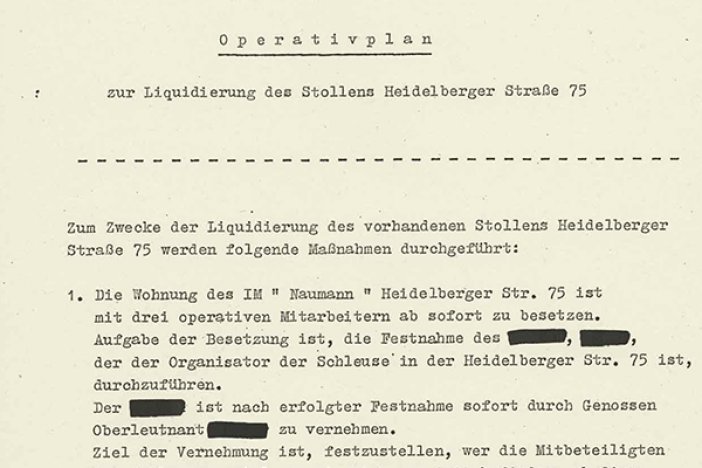 Heinz Jercha: MfS-Plan zur Beseitigung des Tunnels in der Heidelberger