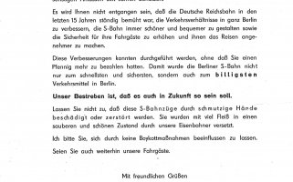 Flugblatt des Reichsbahndirektor Otto Arndt