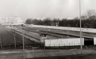 Grenzübergang Staaken/Heerstraße, Blick von der Heerstraße nach Norden, Aufnahme 1980er Jahre