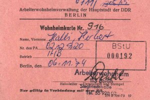 Herbert Halli, erschossen an der Berliner Mauer: Wohnheimkarte, 6. November 1974