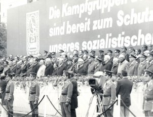 VIP stand at the troop parade on the 25th anniversary of the "Combat Groups of the Working Class", Berlin 1978
