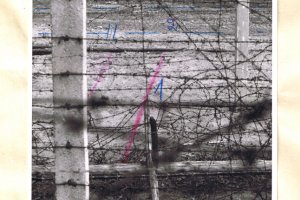 Horst Frank, shot dead at the Berlin Wall: West Berlin police crime site photo of the border fortifications with markings of escape attempt between Pankow and Reinickendorf marked [April 29, 1962]