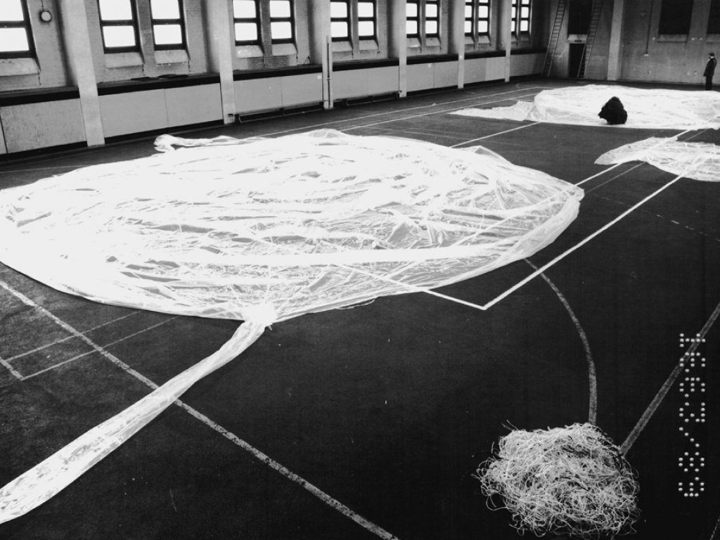 Winfried Freudenberg, fatally injured when the balloon he used to escape over the Berlin Wall crashed: The escape balloon spread out in a sports hall
